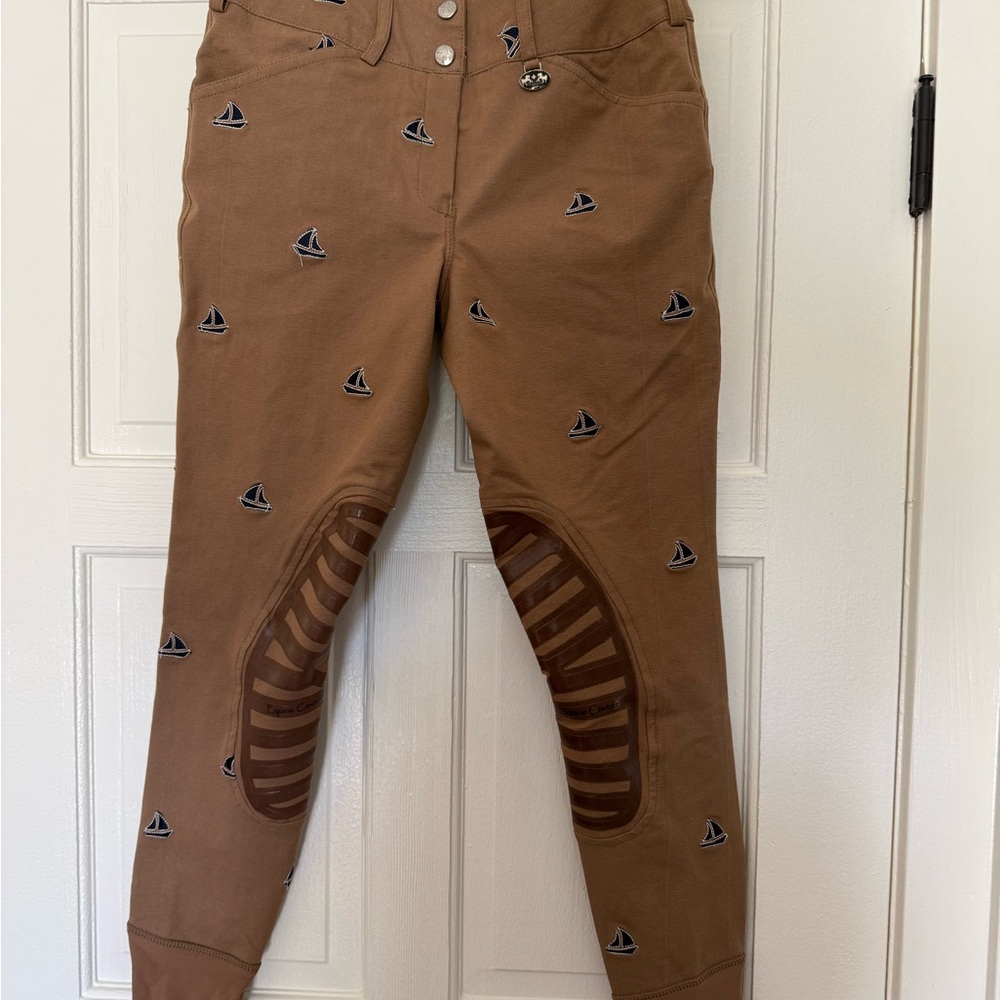 Equine Couture Brown Equestrian Pants /Breeches with Sailboat Pattern - size 26